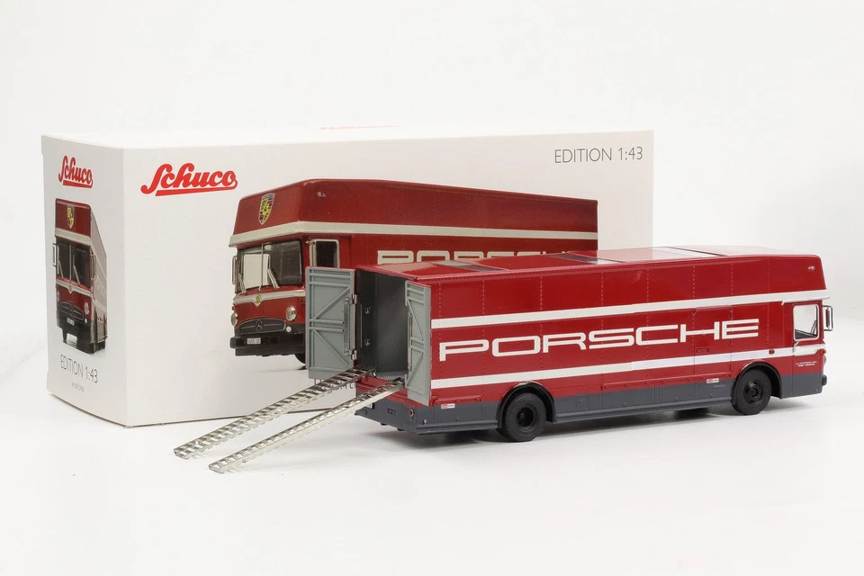 1:43 Porsche Mercedes-Benz Trasportatore Da Corsa Camion O317 Schuco Diecast - Immagine 3 di 4