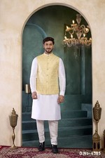3 Pc Indian Mens Eid Ramadan Wear Traditional Kurta Payjama Jacket Set India