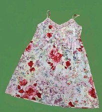 Gilligan  O  Malley Womens Satin Floral Pink  Red Nightgown V neck Lingerie Sm