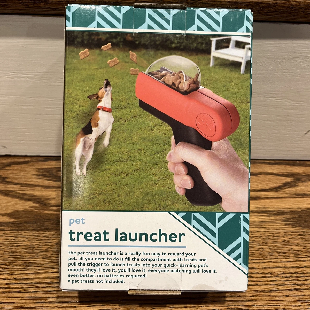 Original Fun Workshop Pet Small Treat Launcher Red Dog Food Bone Gun Play  Cool !