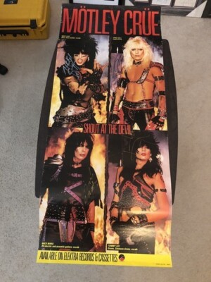 MOTLEY CRUE SHOUT AT THE DEVIL ERA POSTER FULLY SIGNED X4 FULL JSA