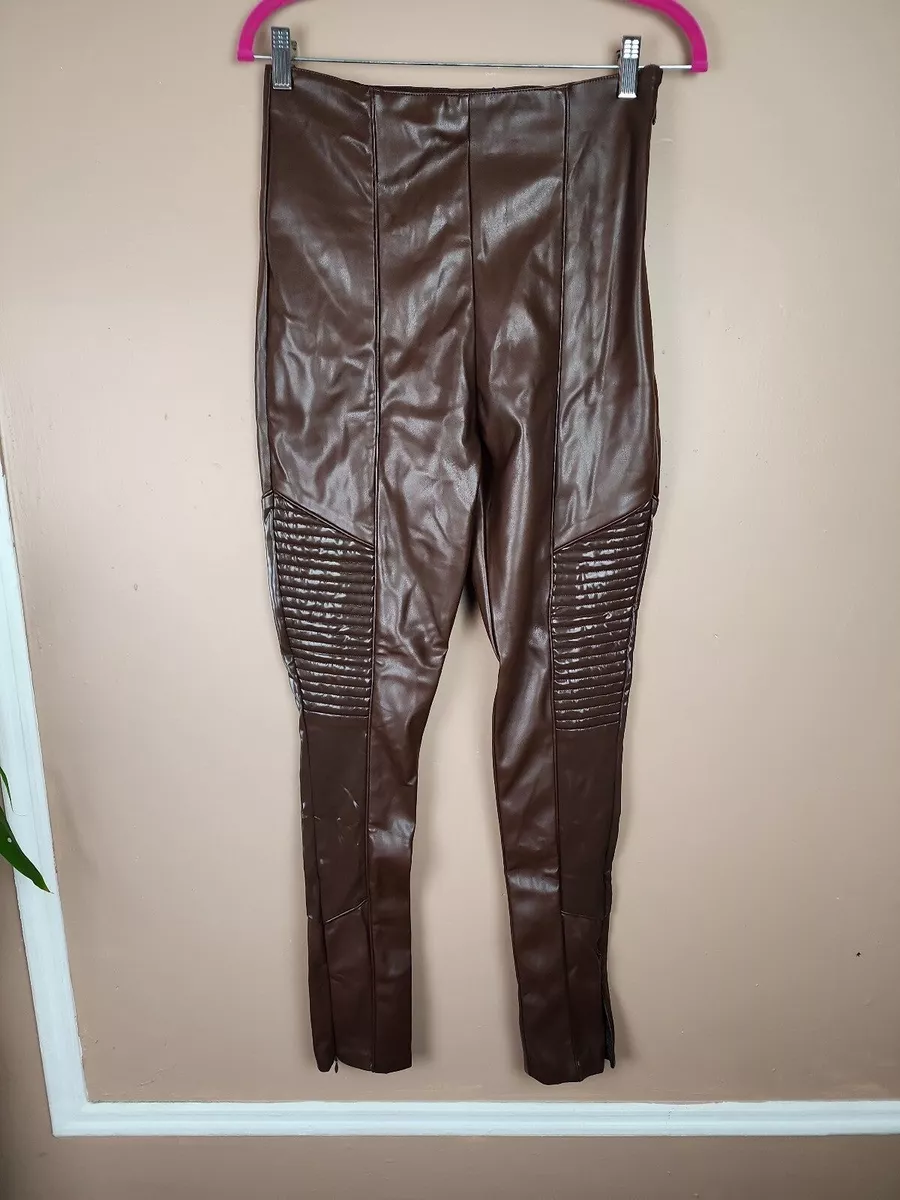 Ribbed leather hotsell leggings
