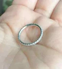 Real Moissanite 14K White Gold Plated 1CT Round Cut Eternity Wedding Band Ring