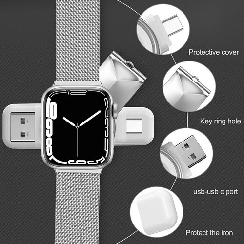 USB & USB-C Dual Port Magnetic Wireless Charger For iWatch 2/3/SE/4/5/6/7 Watch - Picture 9 of 9