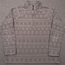 Eddie Bauer 1/4 Zip Fleece Women's Large Gray Geometric Nordic Aztec Textured