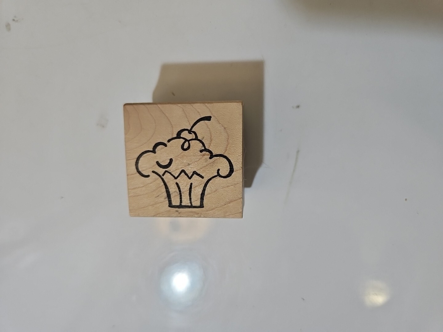 Cupcake Rubber Stamp Wood Mount 1.5