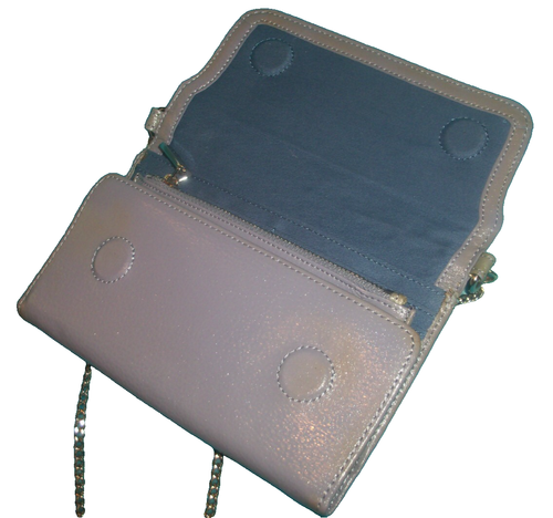 HOBO International Hellgrau Kiesel Leder Crossbody Geldbörse Portemonnaie - GLITZER - Bild 8 von 19