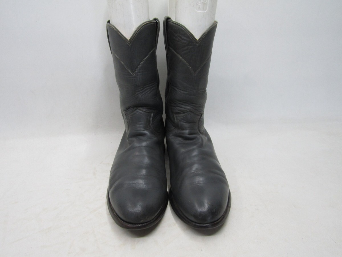 Justin Mens Size 8.5 D Gray Leather Roper Cowboy Western  display picture 1