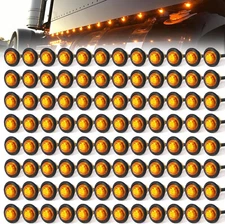 100x 3/4"Round Truck Trailer Side Marker lights Amber LED Clearance Bullet Light