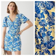 J. Crew Blue Floral Puff Sleeve Mini Dress