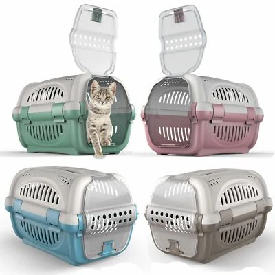 Large Cat Carrier Box Puppy Portable Pet Transporter Cage Vet Safe Travel Crate