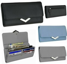 Womens Designer Look Clutch Bag Purse Ladies Leather Look Wallet Metal Clasp UK