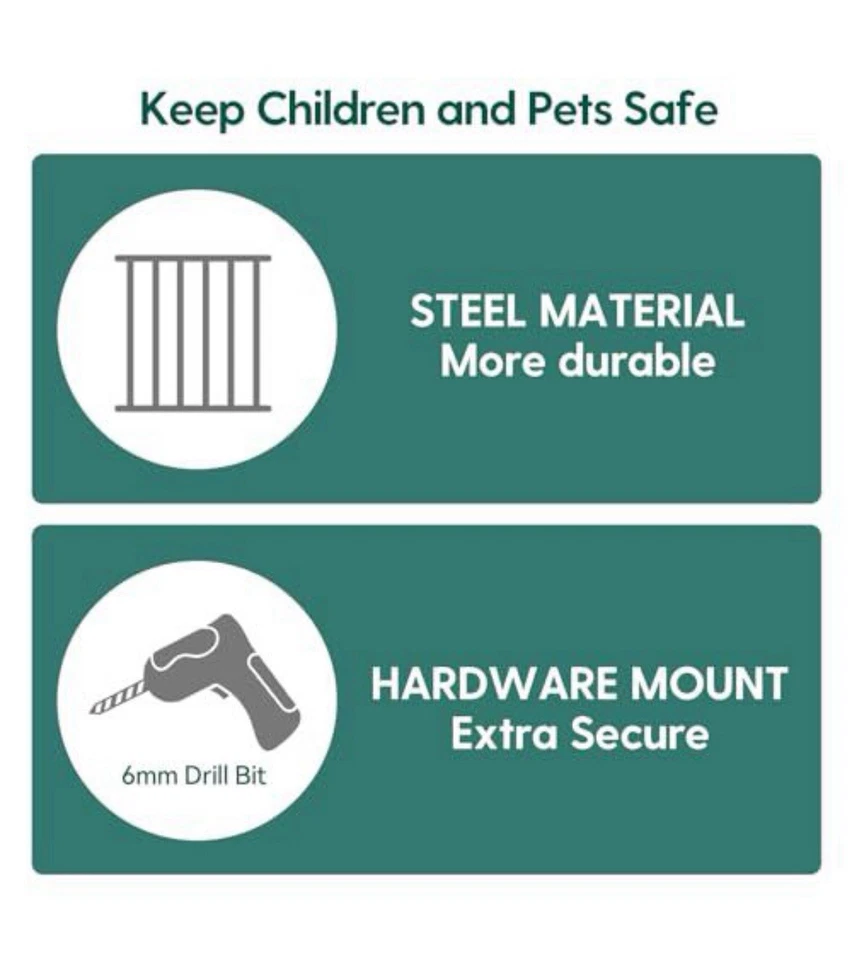 Puerta para bebé Babelio 26-43" sin barra inferior, cierre automático, patrón de madera marrón Foto 3 de 3