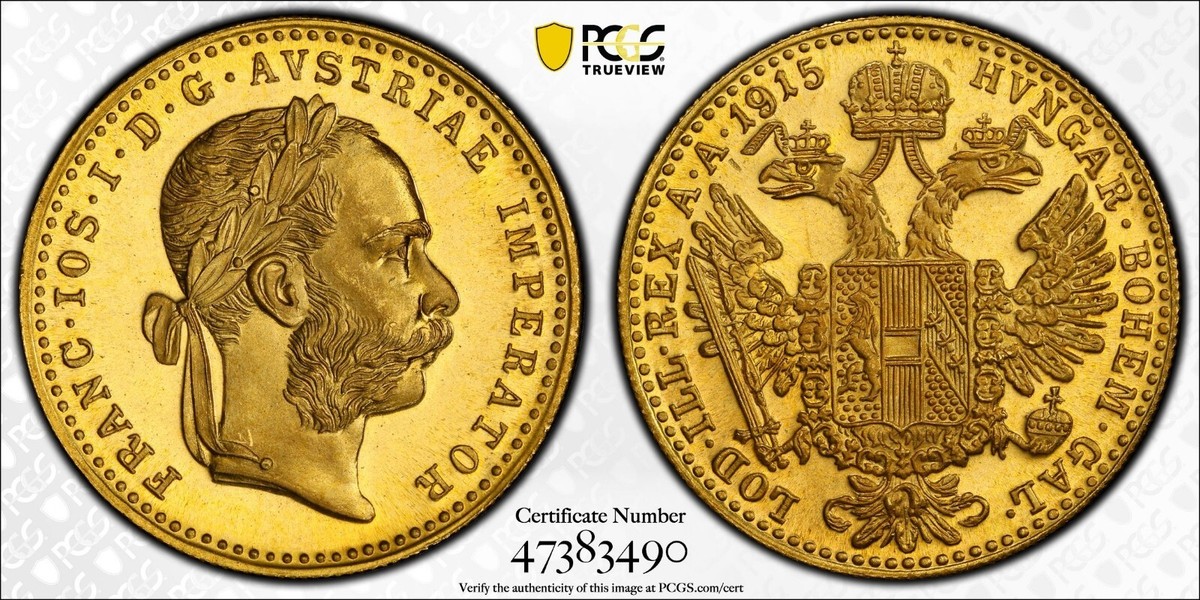 コレクション 1915 Austria Ducat MS68 NGC Austria 1915 Gold 4 Ducat Restrike KM-2276 NGC MS-68 (AGW