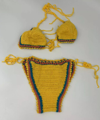 yellow crochet bathing suit
