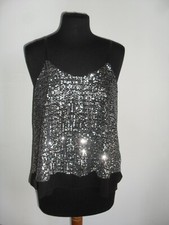 ELEGANTE TOP CANOTTIERA SOTTO GIACCA CON Paillettes  Tg M PREZZO AFFARE  