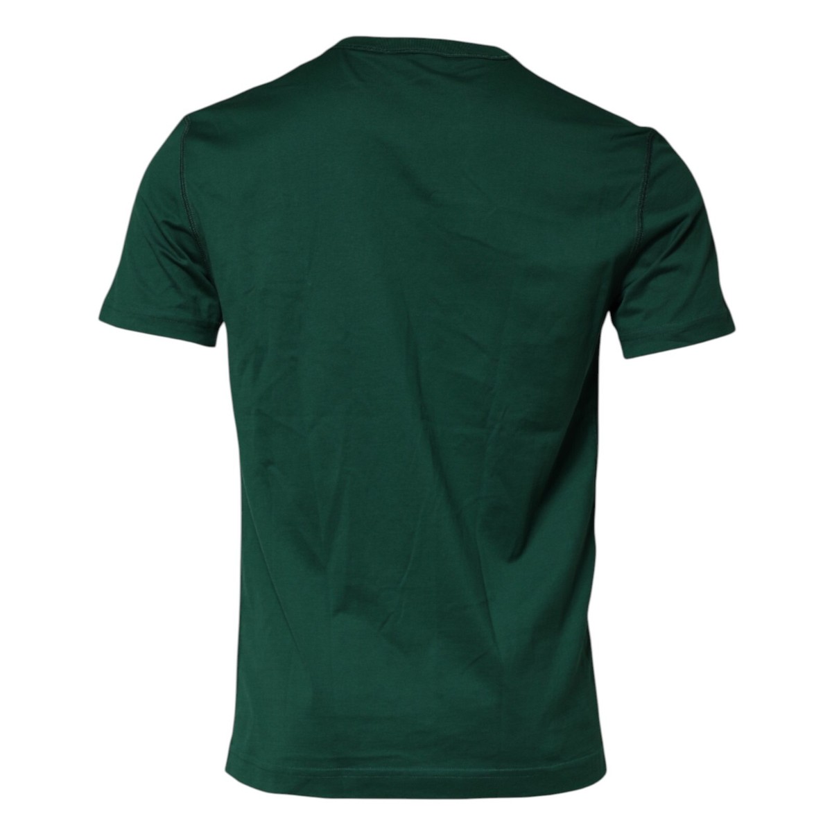 DOLCE & GABBANA T-shirt Green Cotton DG Plaque Round Neck