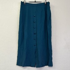 Vintage 80s Teal Made In USA Faux Button Skirt Sz 16 GVC