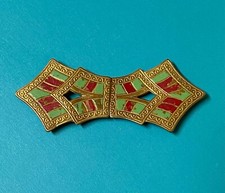 Vtg 2-Piece Art Deco Interlocking Ladies Belt Buckle Germany Red Green Gold 21B