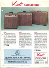 Vintage KENT AMPLIFIERS Catalog Flyer Advertisement Brochure