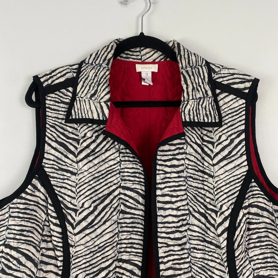 Chaleco Chicos Talla 3 US XL Estampado Animal Frente Abierto Negro Blanco Rojo Sin Mangas Foto 2 de 4