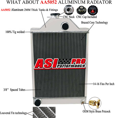 Aluminum Radiator 4-Row For Massey Ferguson 165 175 180 3165 506244M91/194701M91