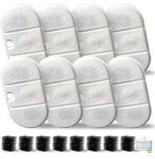 PLWF002 Capsule Chat Fontaine à Eau Filtre Remplacement, Pack de 8 avec 8 Éponges