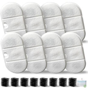 PLWF002 Capsule Cat Water Fountain Filter Replacements, Pack Of 8 With 8 Sponges