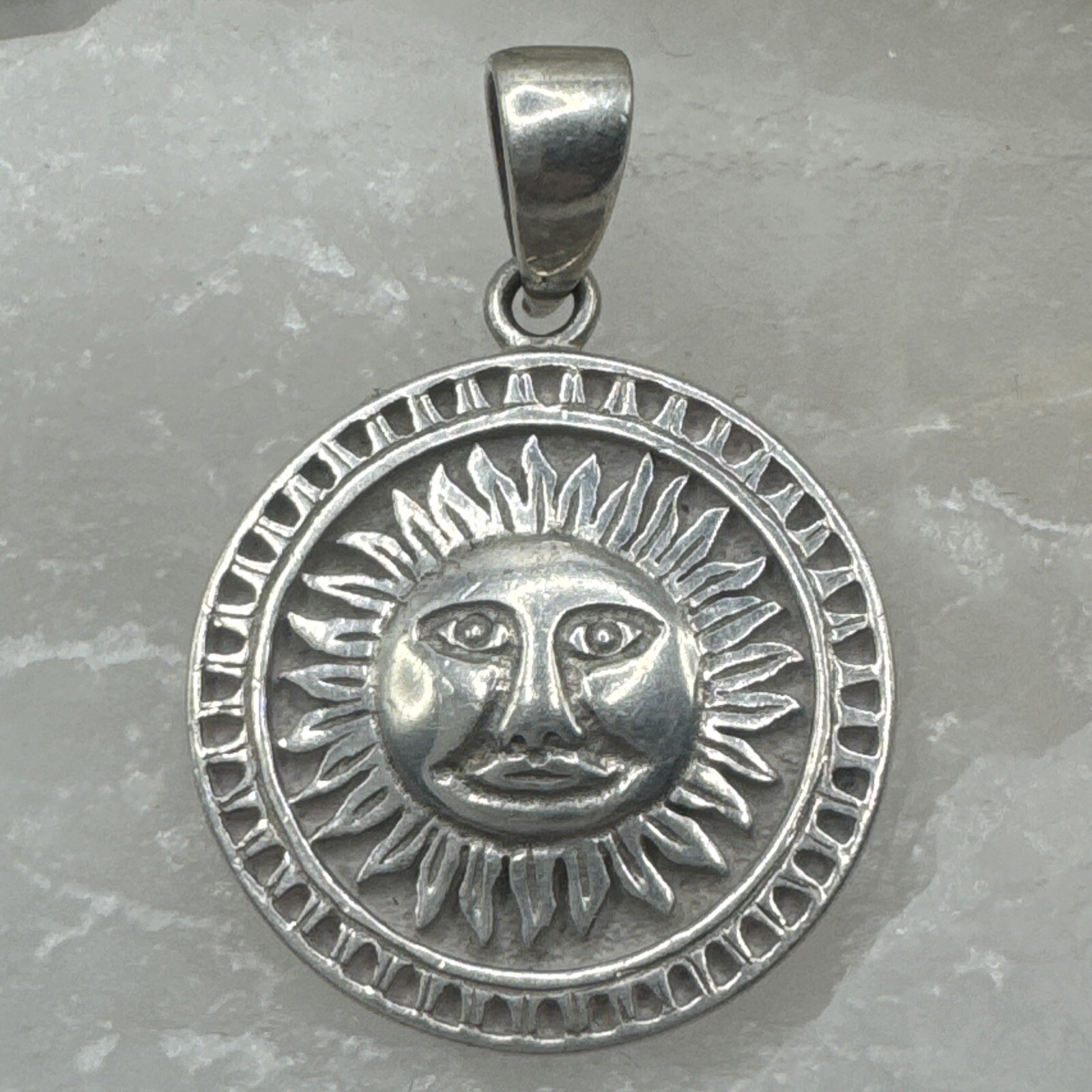 Solid Sterling Silver 925 Sunshine Sun Pendant 7.… - image 1
