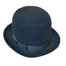 Dobbs Fifteen 1950s Black Wool Men's Bowler Hat Charlie Chaplin/Derby Style 7.5