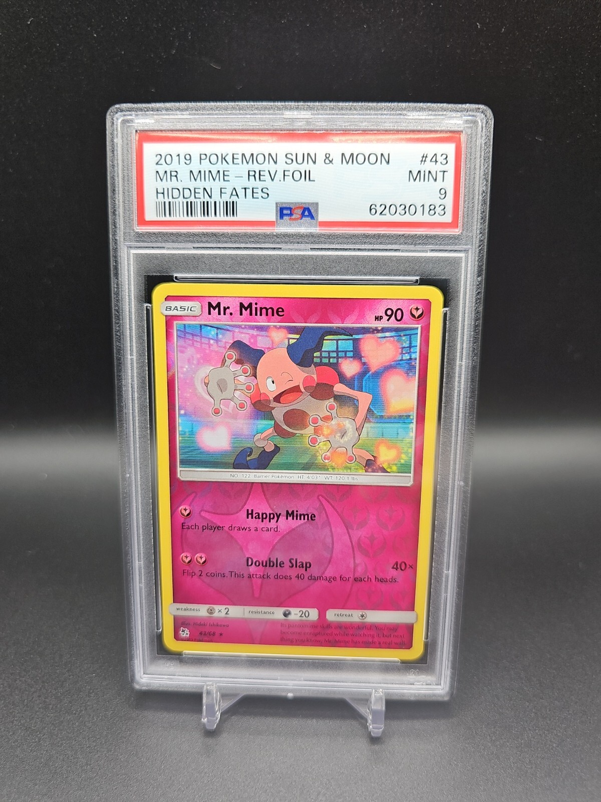 2019 Pokemon Sun Moon Hidden Fates Mr. Mime Reverse Foil #43 PSA 9