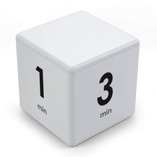 Cube Timer,Pretmess Gravity Flip Kitchen Timer for 1-3-5-10 Minutes, White
