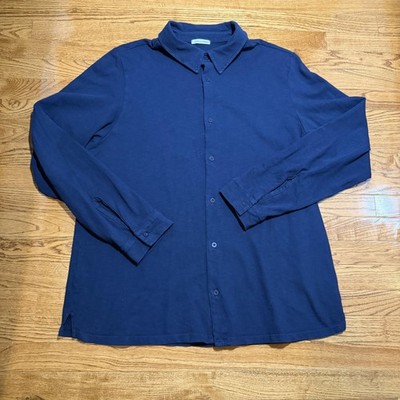 Cotton Citizen Shirt Mens 2XL Blue Long Sleeve Jersey Button Up Made In USA