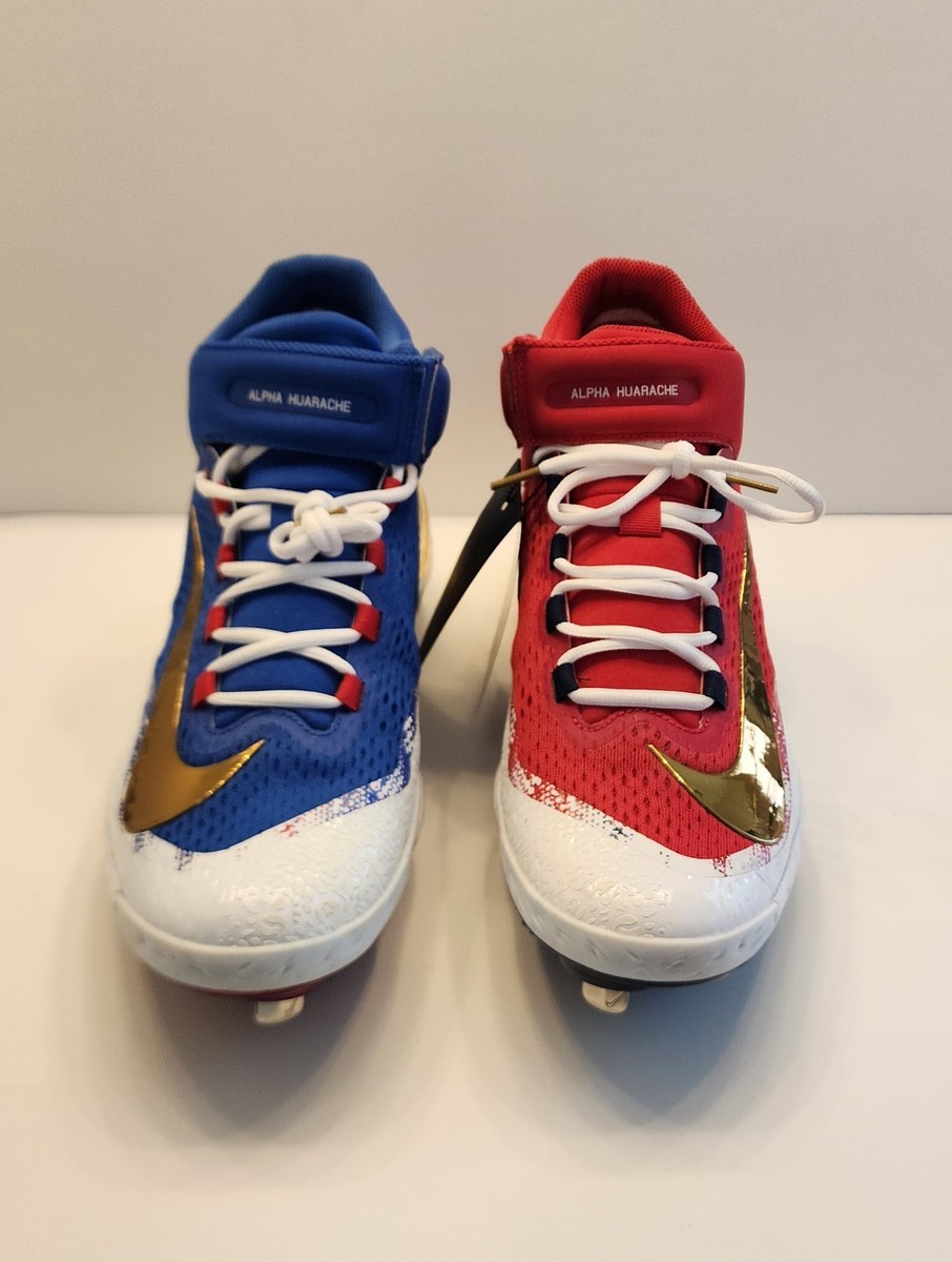 Nike Alpha Huarache Elite 4 Mid PROMO PE USA Red Blue Gold Size 12
