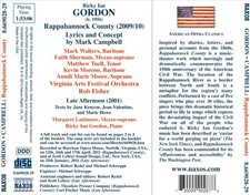 ROB FISHER RICKY IAN GORDON: RAPPAHANNOCK COUNTY NEW CD