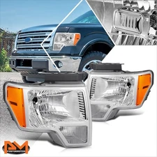 For 09-14 Ford F150 Factory Style Amber Corner Headlights Lamps Chrome Housing