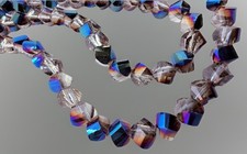 Geometric Faceted Glass Beads Metallic Blue Clear 6mm Qty:30