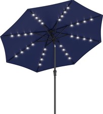 10 ft Market Umbrella w/ Solar Powered Rechargeable LED Lights 56 Lights Tilt