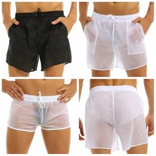 Men's See Through Swim Shorts Swimwear Swimming Trunks Beachwear Boxer Briefs