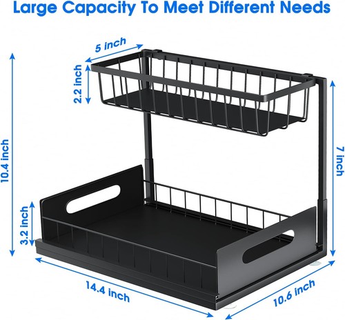 Under Sink Organizer, 2 Tier under Sink Organizers and Storage Multi-Purpose und - Picture 7 of 11