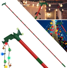 Adjustable Christmas Light Hanger Pole with Utility Hook, 3-14.5 Ft for Lights, 