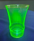 Vintage Anchor Hocking Uranium Ribbed Tumbler • Green Vaseline Depression Glass