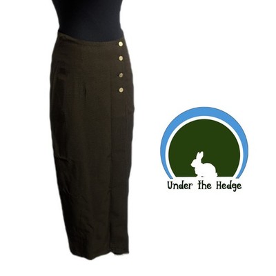 80s Vintage Khaki Check Wrap Midi Skirt Size 8 N1 Grunge Uptown Punk Pencil