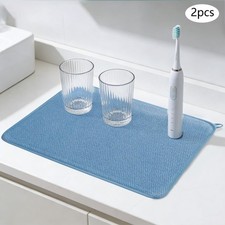 2 Pcs Dish Drying Mats, Microfiber Drying Mats, Drying Mats with Hanging Loop