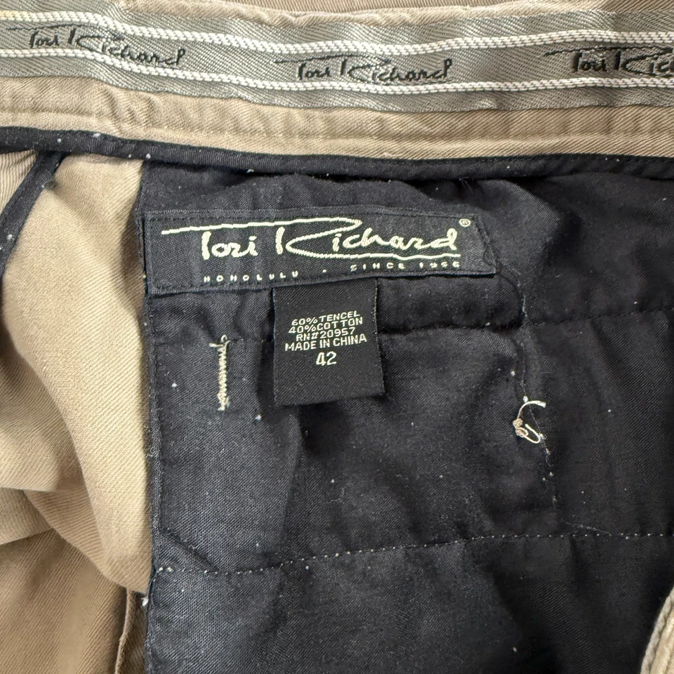 Tori Richard Shorts Mens 42 Brown Chino Pleated 7" Inseam Casual Beach Island - Изображение 4 из 4