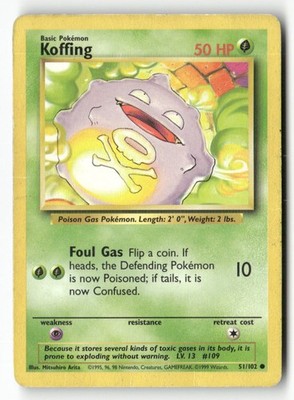 Koffing 51/102 Common Base Set Unlimited Pokemon Heavily Played | eBay
