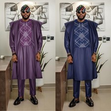African traditional men's Agbada 3 pieces clothes 2XLG, 3XLG, and 4XLG