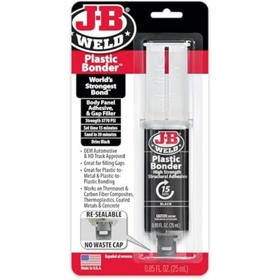 #ad JB Weld Plastic Weld Quick Setting Epoxy Syringe Bonder Repair Glue Black $10.99