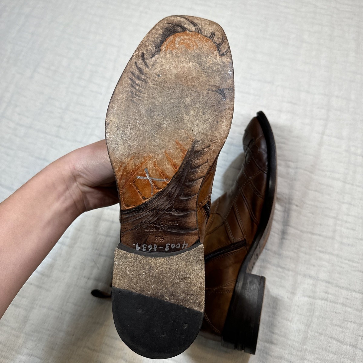 Mark Mason Rock Lives Mens 8.5 Leather Zip Up Boots Made In Italy