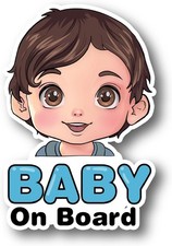 Baby on Board Car Sticker   7-Inch Safety Reflective Vinyl, Day Boy BOB BR